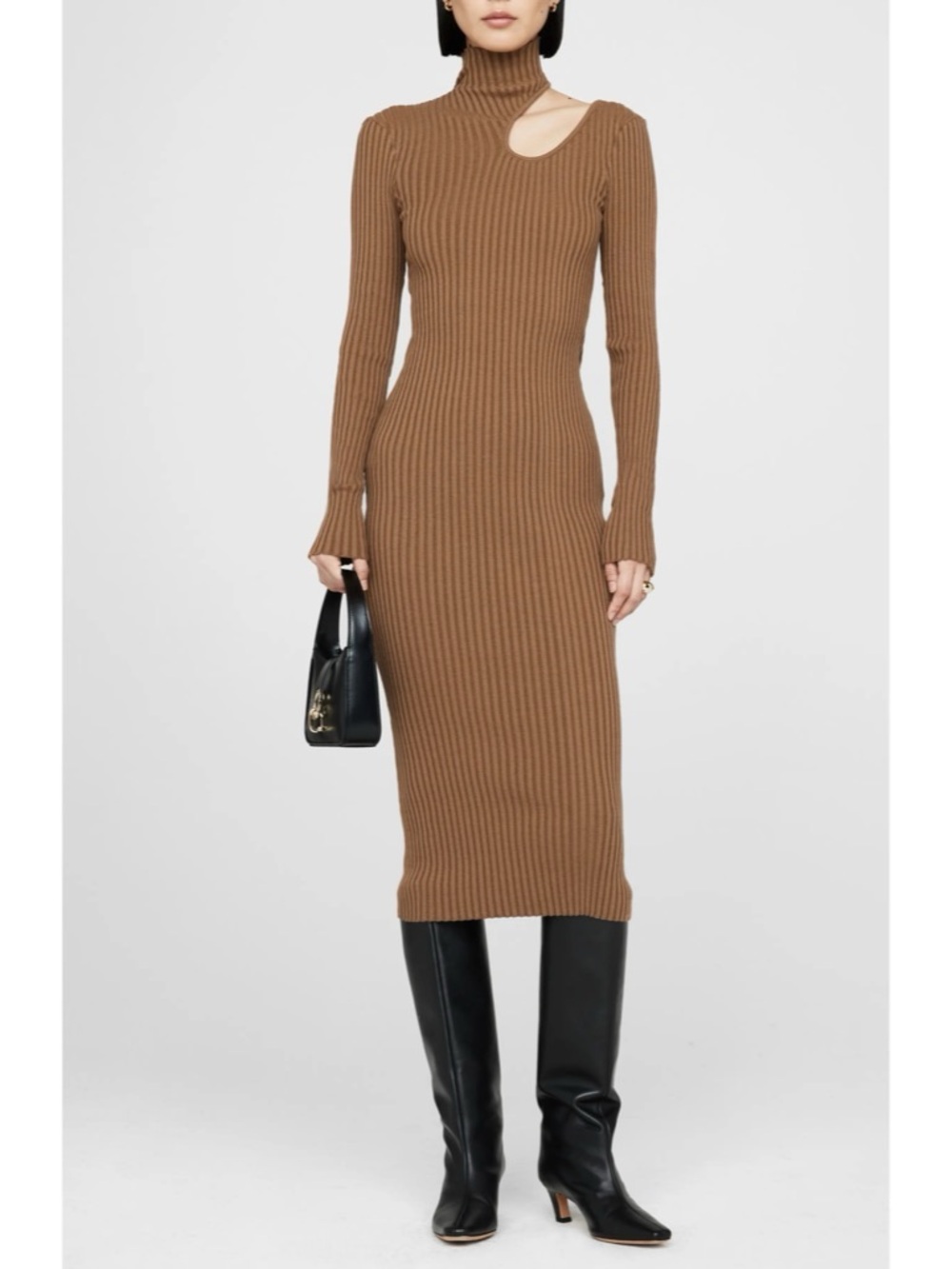 ANINE BING Victoria Cutout Ribbed Midi Dress